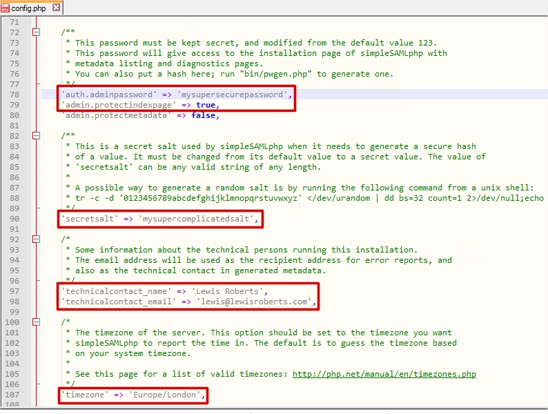 simplesamlphpconfig